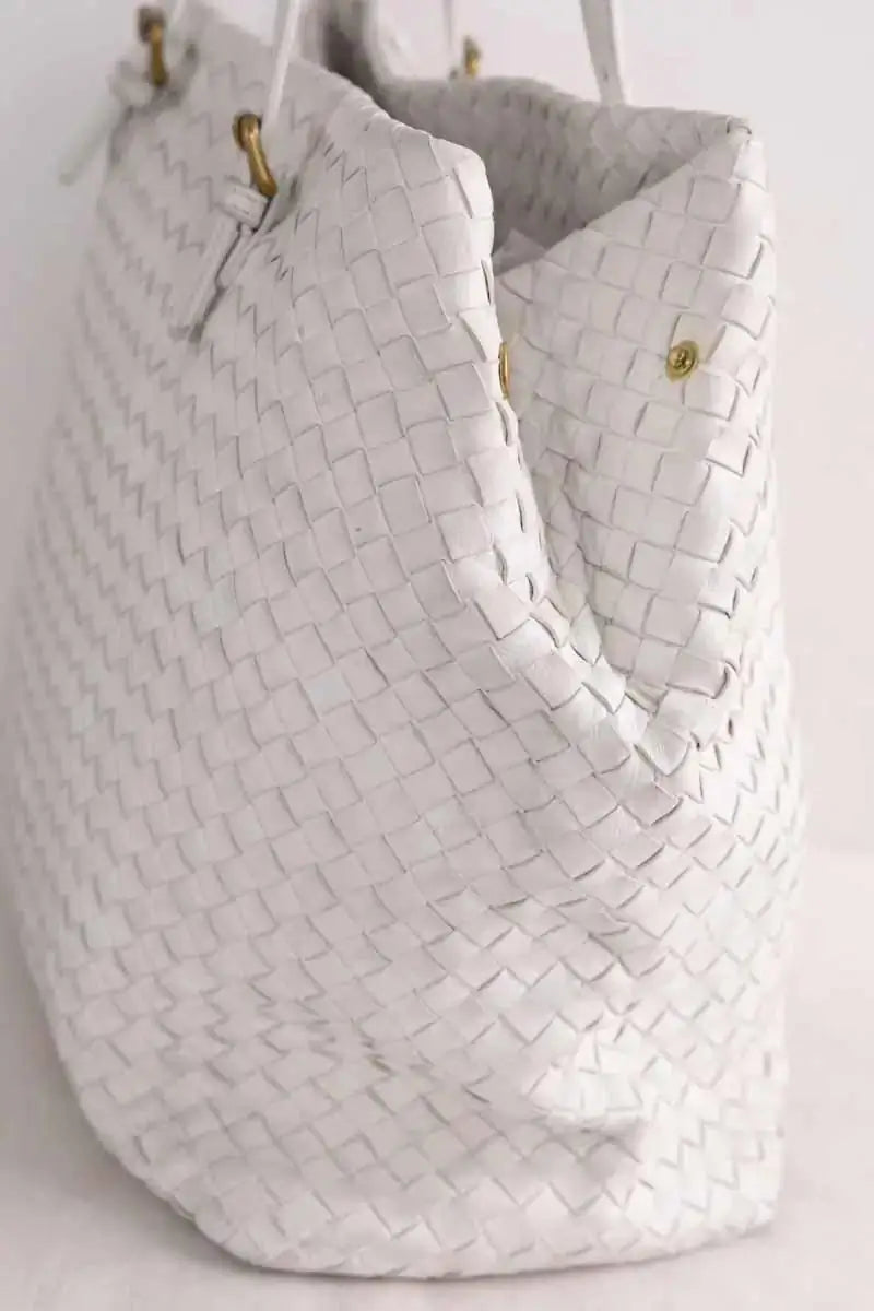 Cabas Bottega Veneta Blanc en Cuir