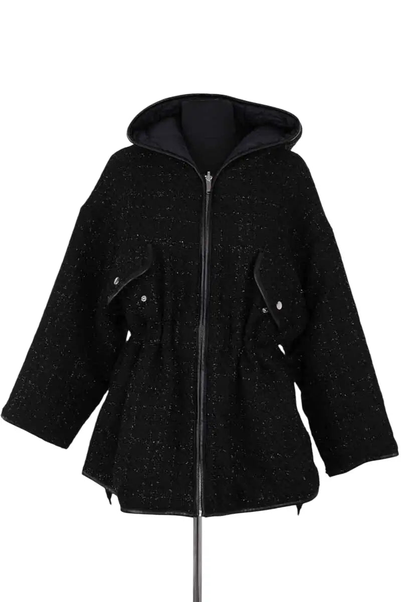 Manteau Maje Noir en Synthétique, taille XS - Seconde Main