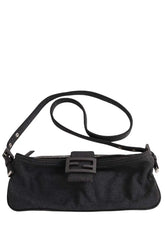 Sac à bandoulière Fendi Baguette Anthracite en Coton - Seconde Main