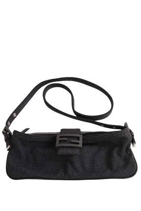 Sac à bandoulière Fendi Baguette Anthracite en Coton - Seconde Main