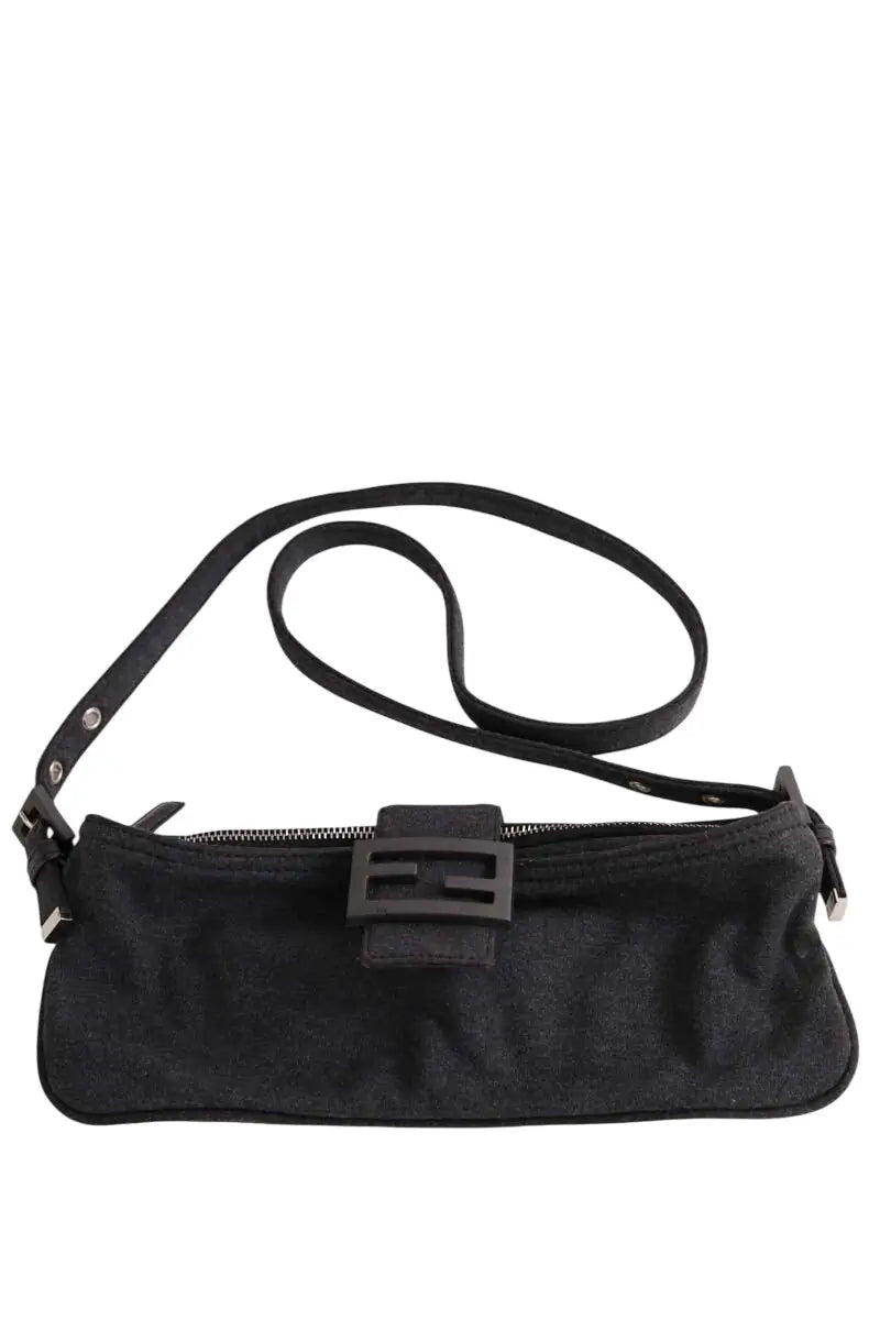 Sac à bandoulière Fendi Baguette Anthracite en Coton - Seconde Main
