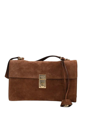 Sac porté épaule Prada Camoscio Meduim Soft Sound Shoulder Bagg Marron en Daim - Seconde Main