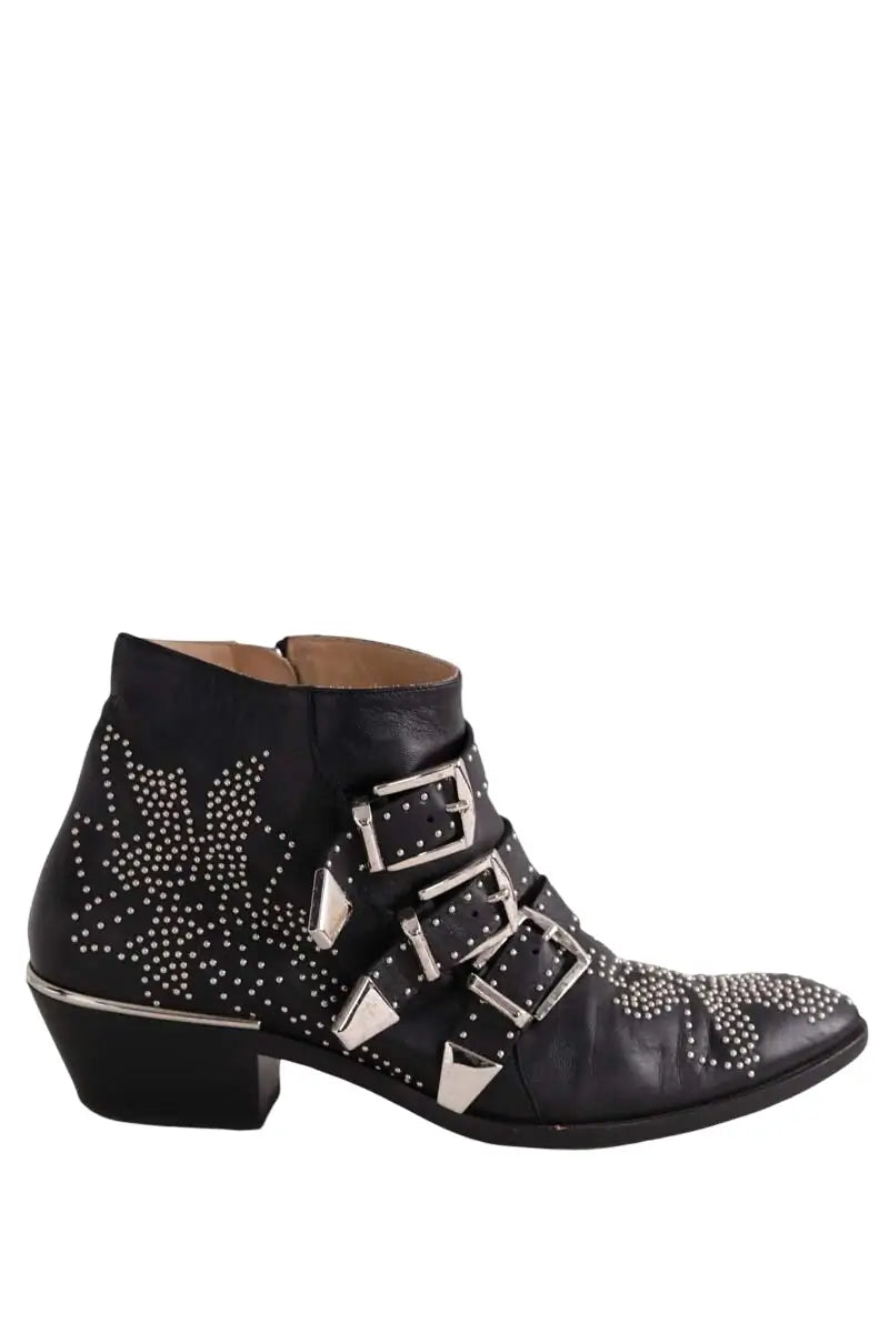 Boots à boucles Chloé Noir en Cuir, taille 37 - Seconde Main