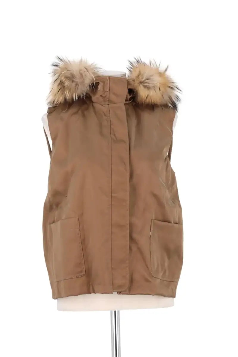 Gilet Tara Jarmon Camel en Synthétique, taille S - Seconde Main