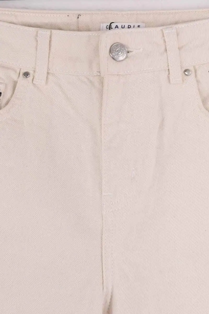 Jean droit Claudie Pierlot Ecru en Coton