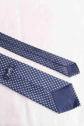 Cravate Hermès Bleu en Soie