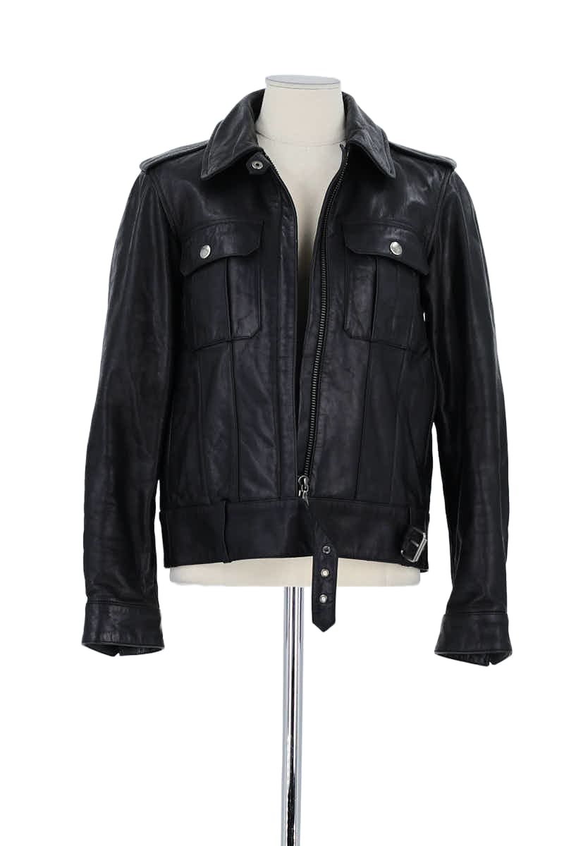 Veste APC Noir en Cuir, taille S - Seconde Main