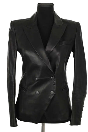 Veste Balmain Noir en Cuir, taille M - Seconde Main