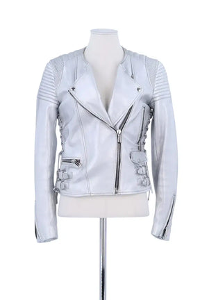 Veste Barbara Bui Argent en Cuir, taille M - Seconde Main