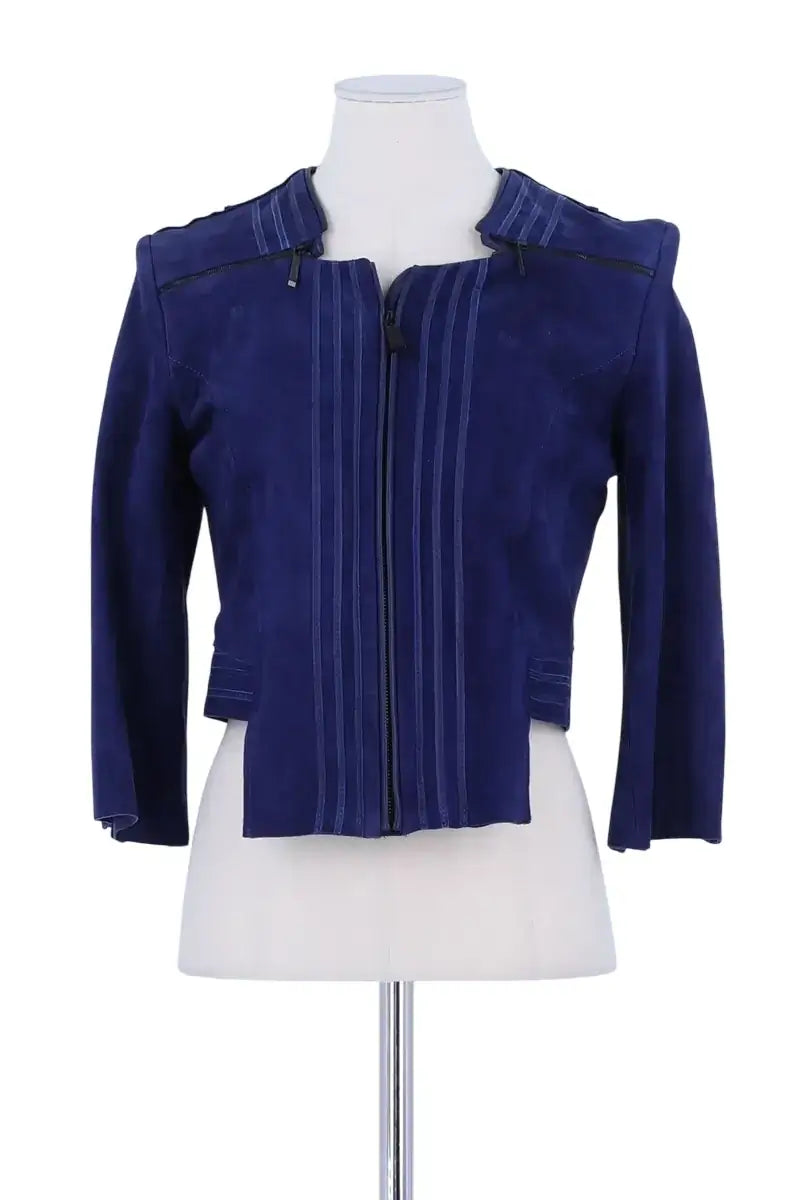 Veste Barbara Bui Bleu en Daim, taille S - Seconde Main