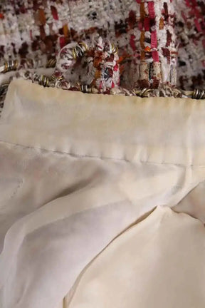Veste Chanel Veste col Mao Beige en Tweed