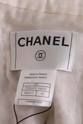 Veste Chanel Veste col Mao Beige en Tweed