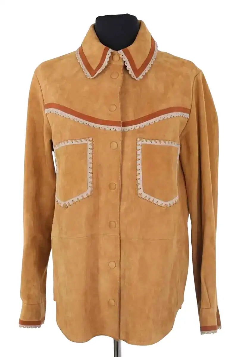 Veste Claudie Pierlot Camel en Daim, taille S - Seconde Main