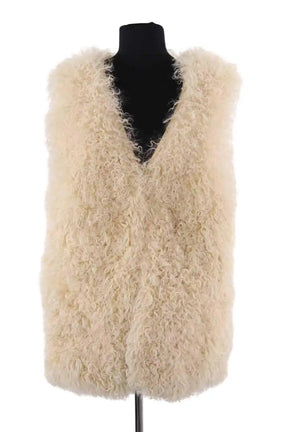 Veste Claudie Pierlot Flament Ecru en Fourrure, taille S - Seconde Main