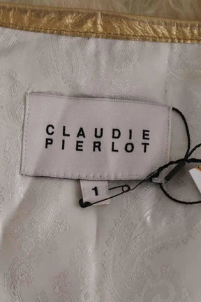 Veste Claudie Pierlot Flament Ecru en Fourrure