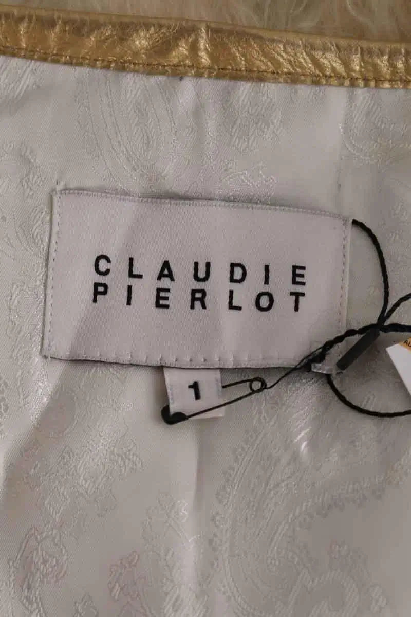 Veste Claudie Pierlot Flament Ecru en Fourrure