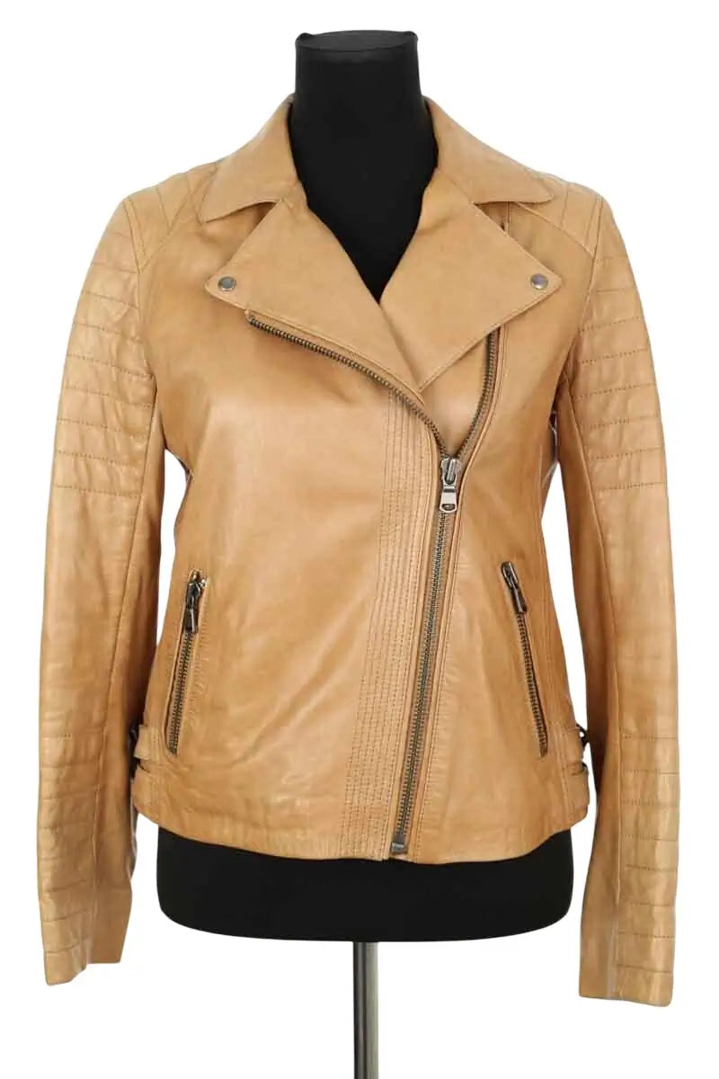 Veste Gerard Darel Camel en Cuir, taille M - Seconde Main