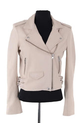 Veste Iro Ashville Ecru en Cuir, taille M - Seconde Main