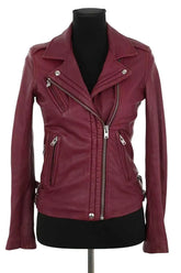 Veste Iro Bordeaux en Cuir, taille S - Seconde Main