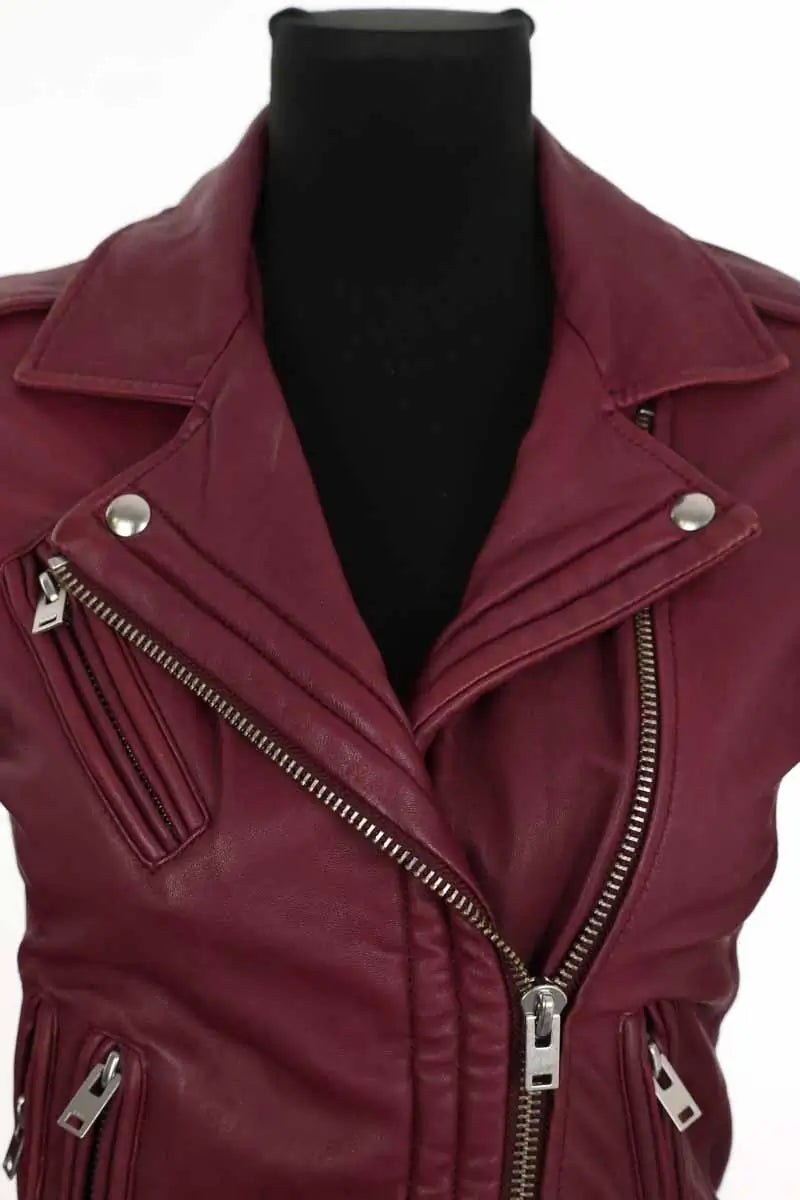 Veste Iro Bordeaux en Cuir
