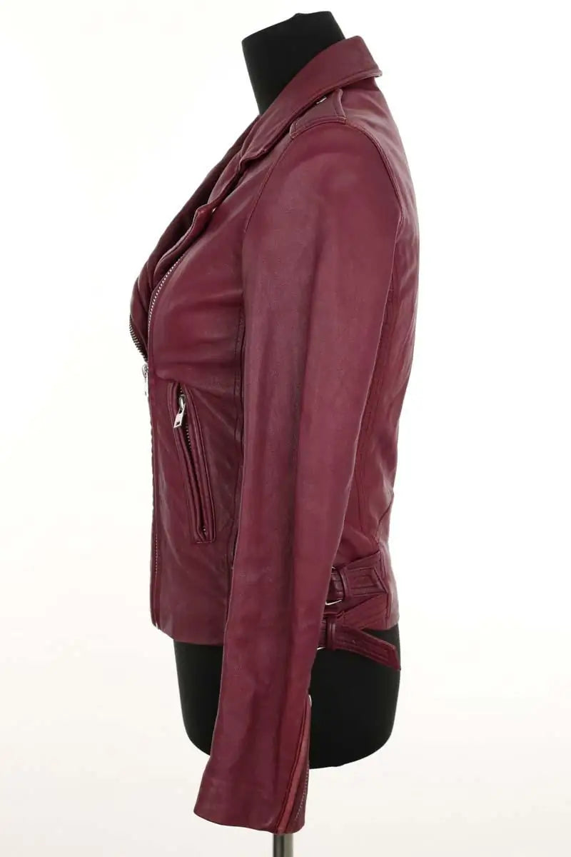Veste Iro Bordeaux en Cuir