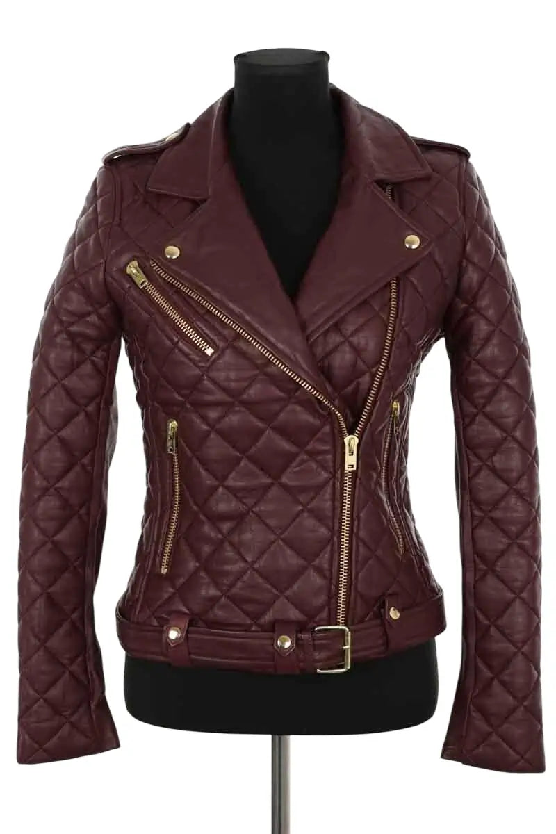 Veste Iro Bordeaux en Cuir, taille S - Seconde Main