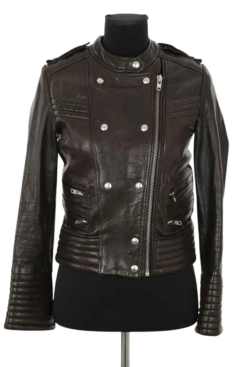 Veste Iro Marron en Cuir, taille S - Seconde Main