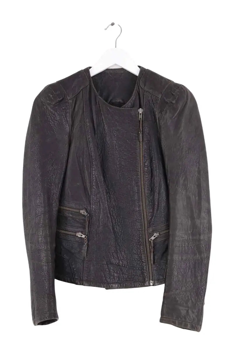 Veste Maje Noir en Cuir, taille S - Seconde Main