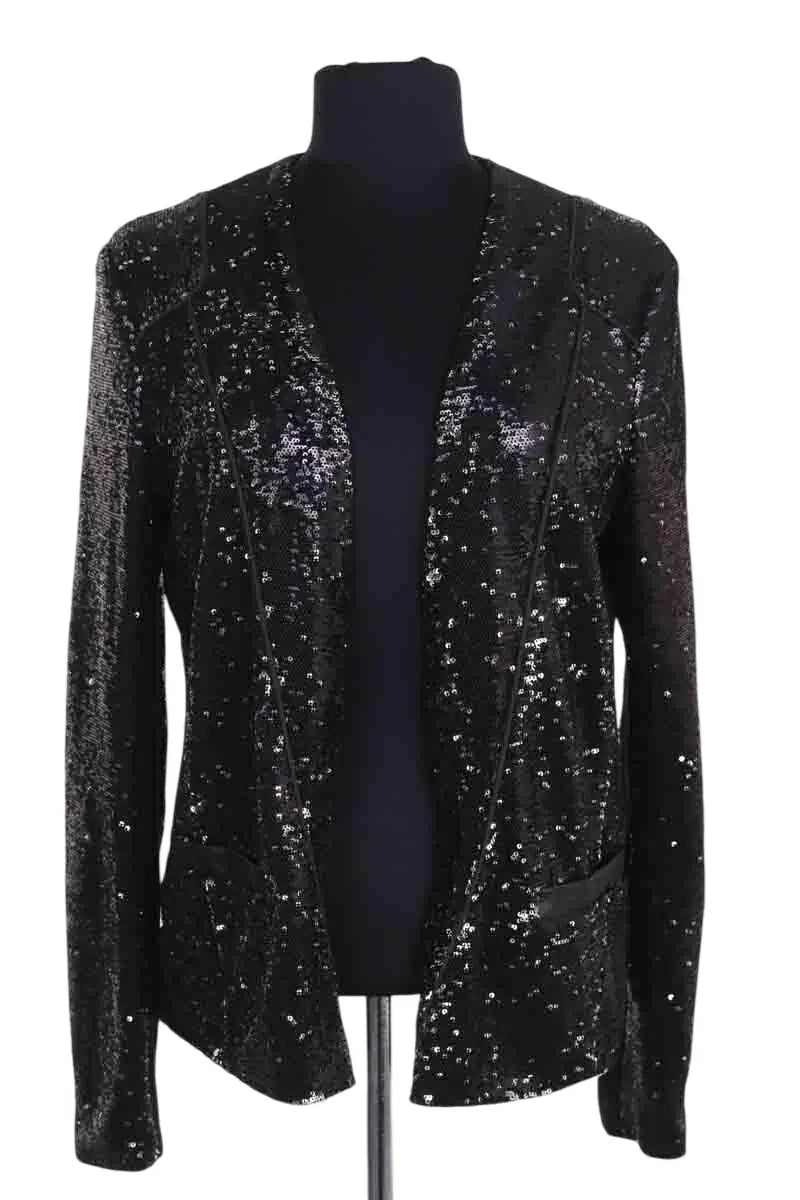 Veste Maje Noir en Paillettes, taille L - Seconde Main