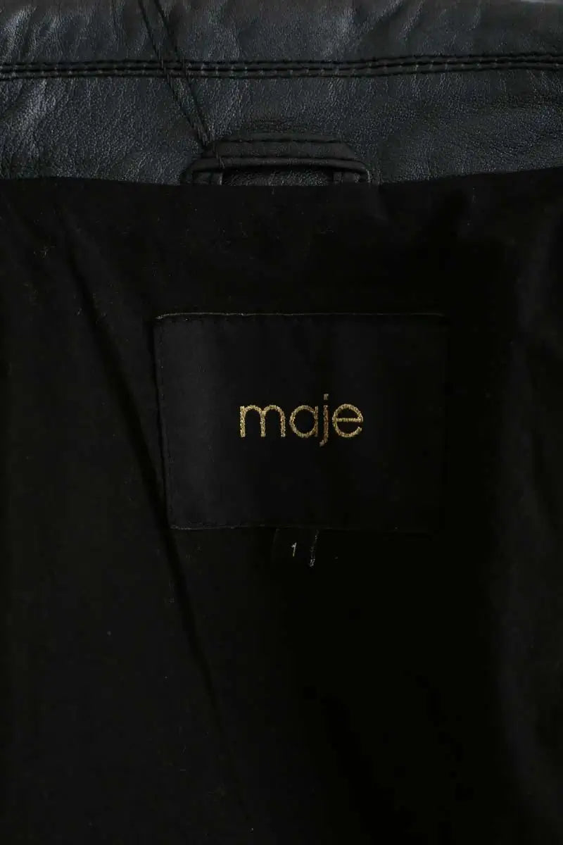 Veste Maje Rose Noir en Cuir