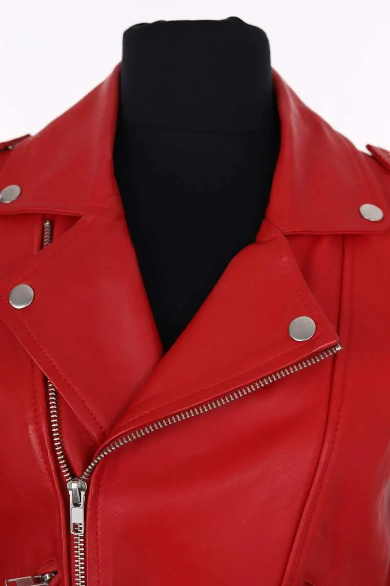 Veste Maje Rouge en Cuir