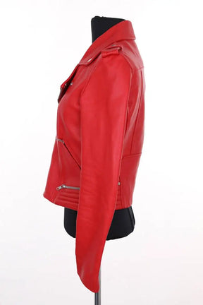 Veste Maje Rouge en Cuir