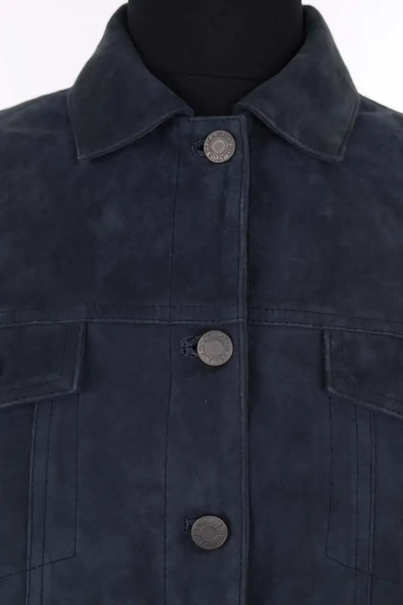 Veste Majestic Filatures Bleu en Cuir