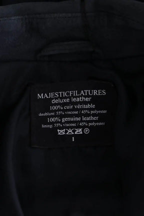 Veste Majestic Filatures Bleu en Cuir