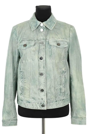 Veste Pinko Vert en Cuir, taille M - Seconde Main