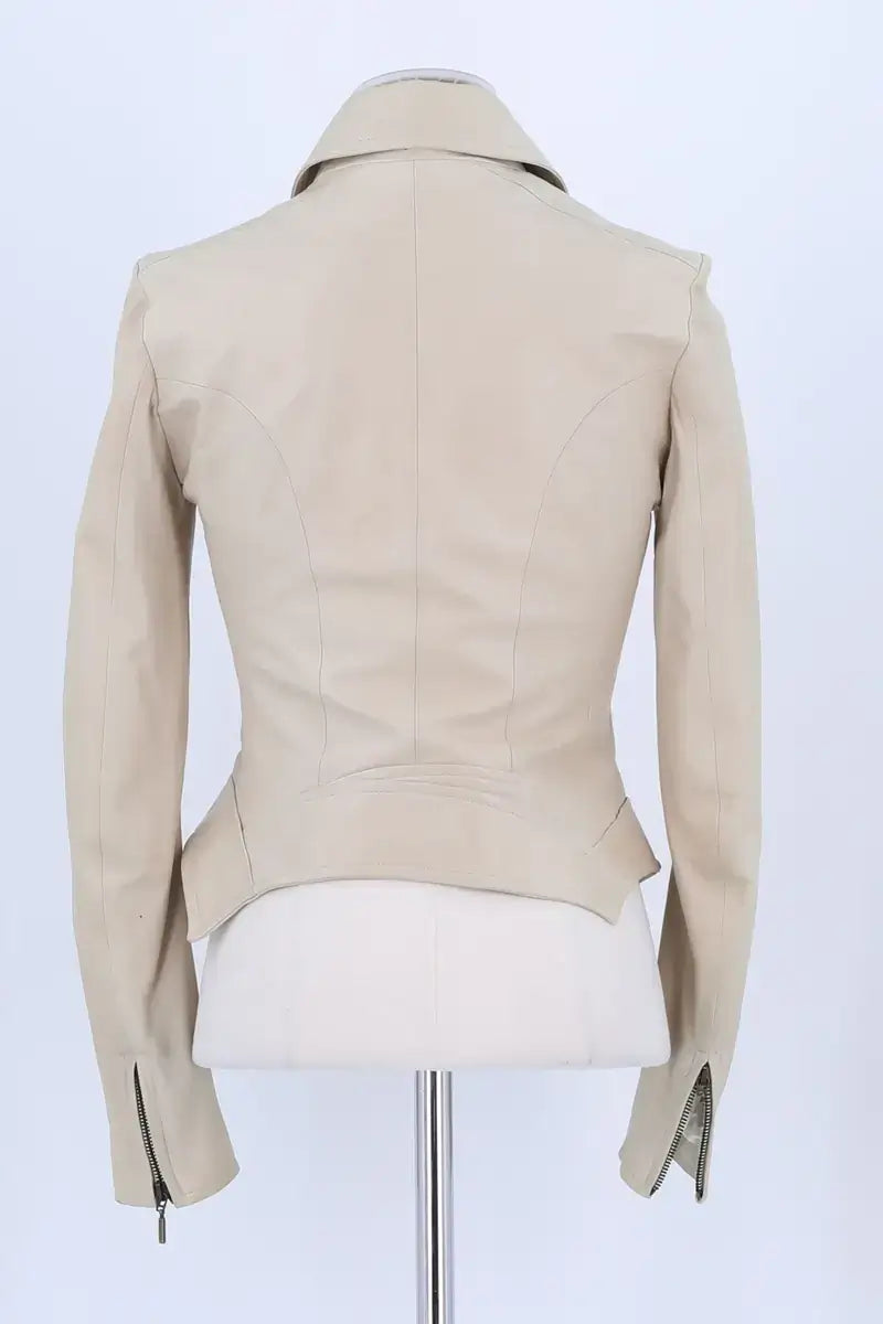 Veste Plein Sud Beige en Cuir