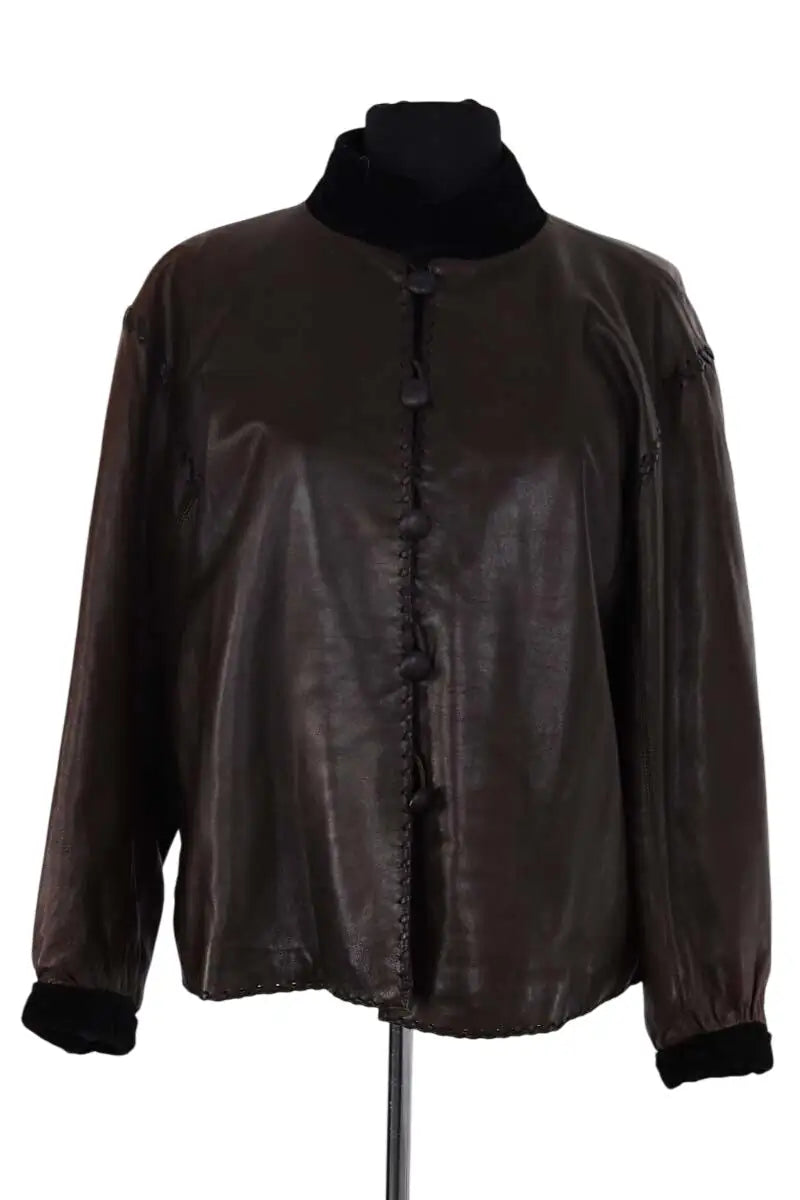Veste Saint Laurent Marron en Cuir, taille M - Seconde Main