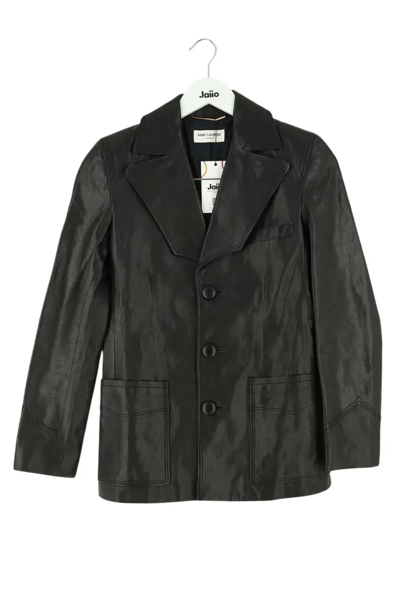 Veste Saint Laurent Noir en Cuir, taille S - Seconde Main