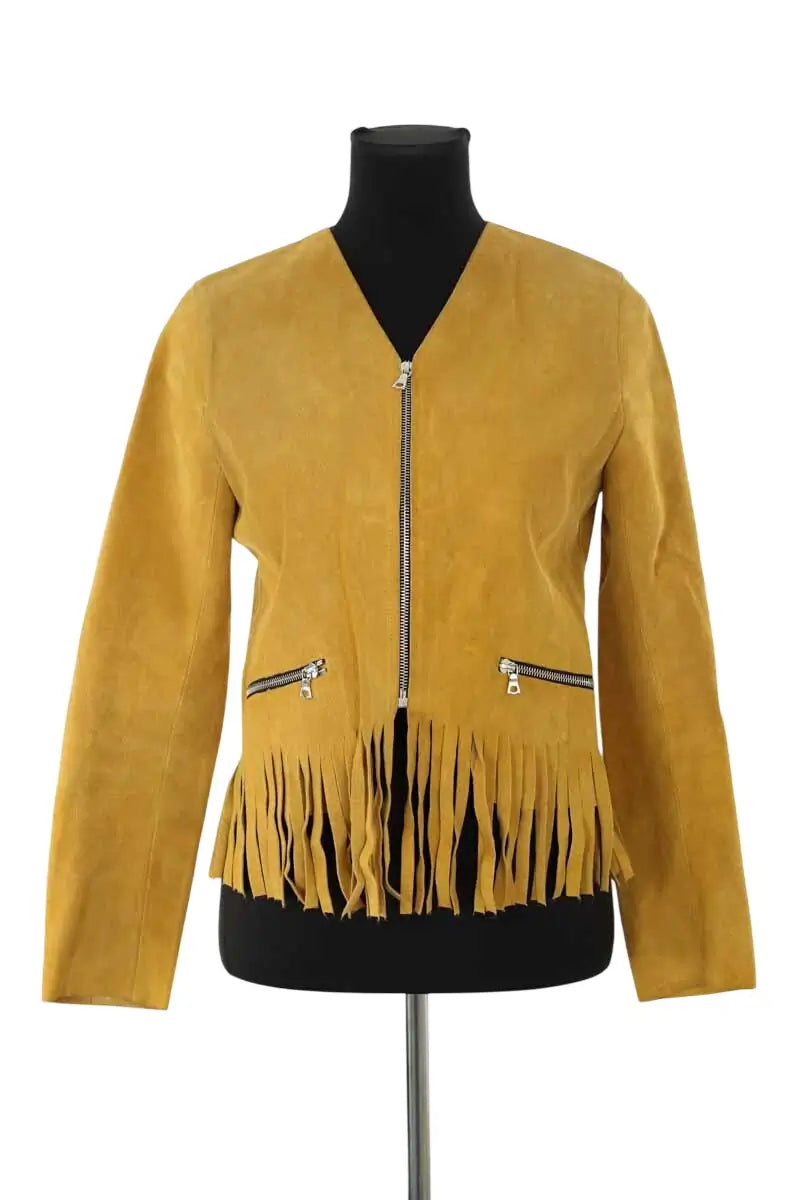Veste Sandro Camel en Daim, taille S - Seconde Main