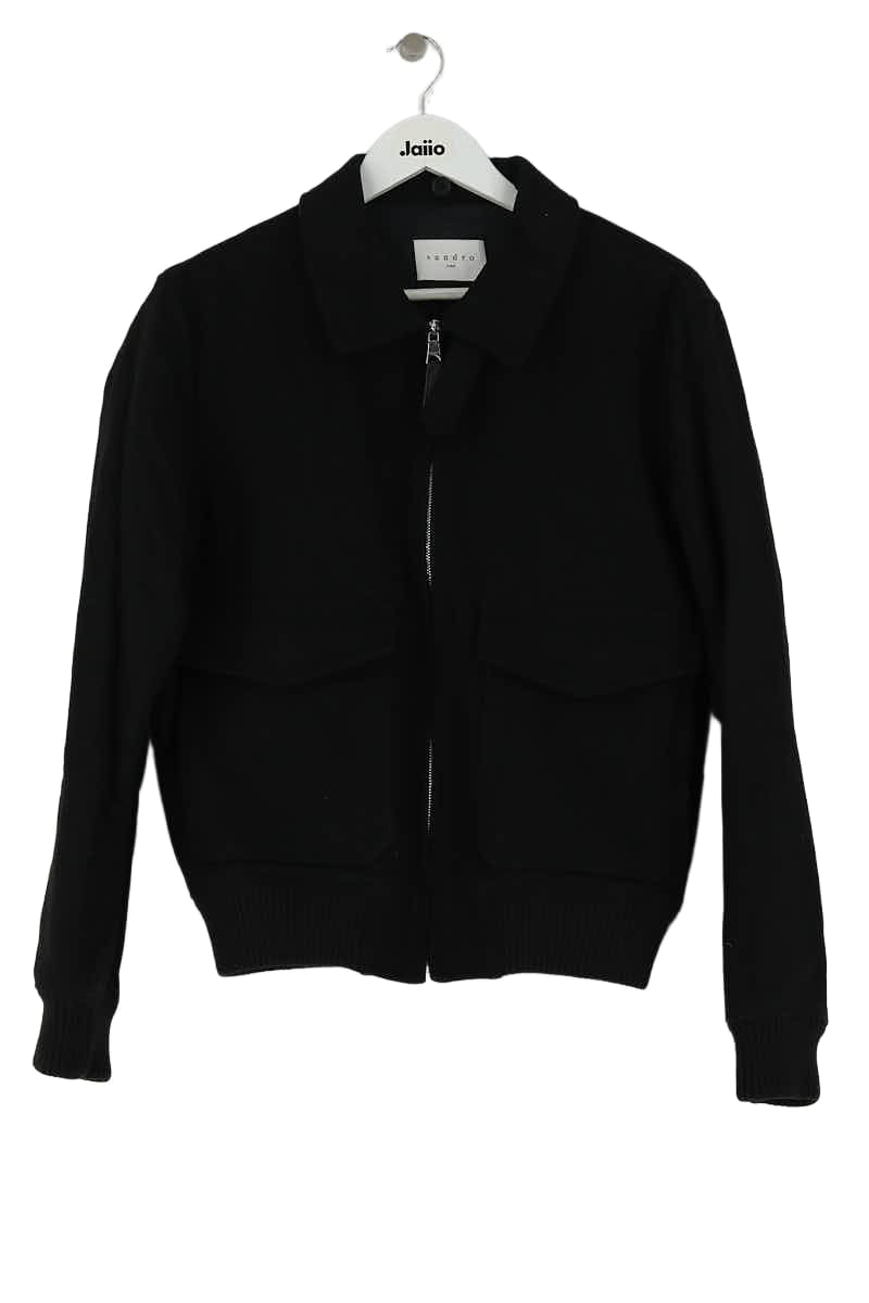 Veste Sandro Noir en Laine, taille S - Seconde Main