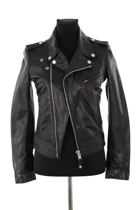 Veste Schott Noir en Cuir, taille XS - Seconde Main