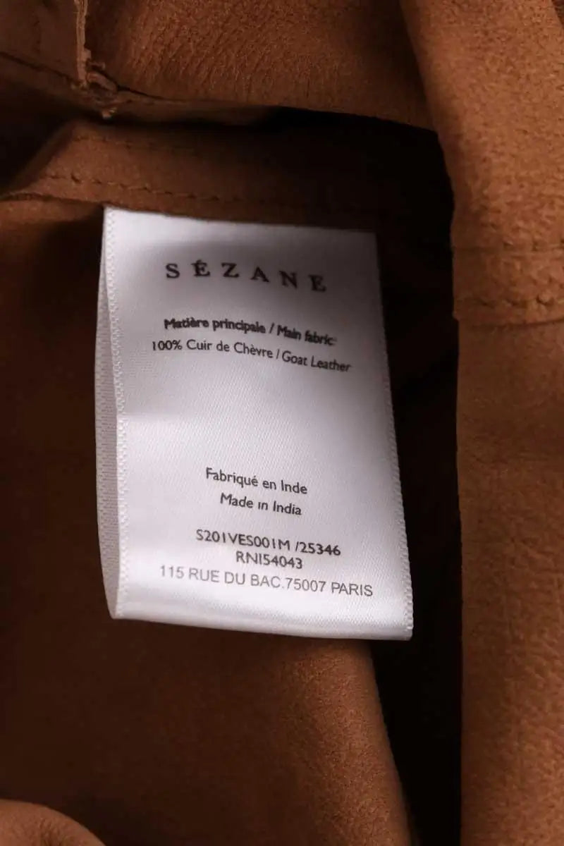 Veste Sézane Camel en Cuir