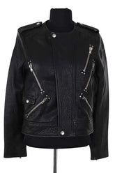 Veste The Kooples Noir en Cuir, taille S - Seconde Main