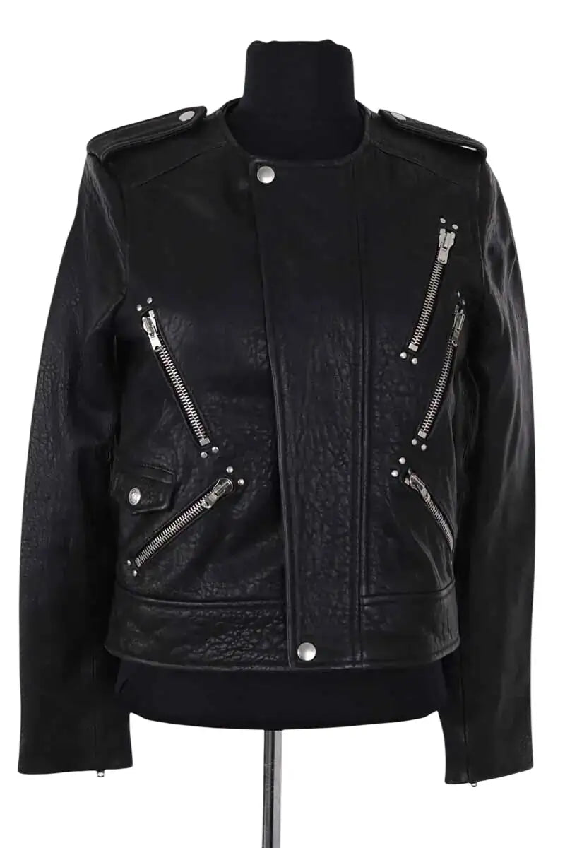 Veste The Kooples Noir en Cuir, taille S - Seconde Main