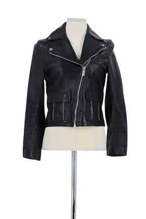 Veste The Kooples Noir en Cuir, taille XS - Seconde Main