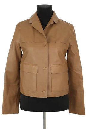 Veste Yves Salomon Marron en Cuir, taille XS - Seconde Main