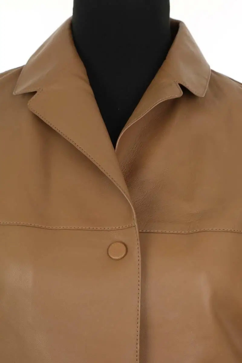 Veste Yves Salomon Marron en Cuir