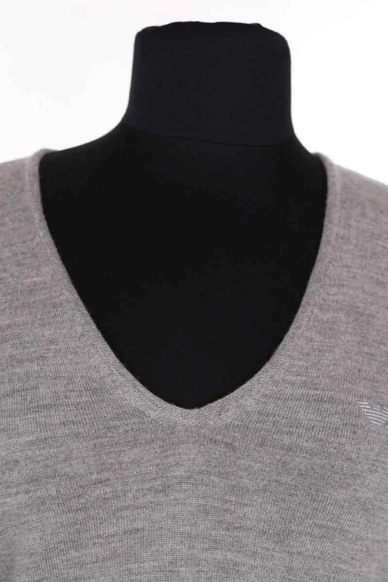 Pull col V Emporio Armani Gris en Laine