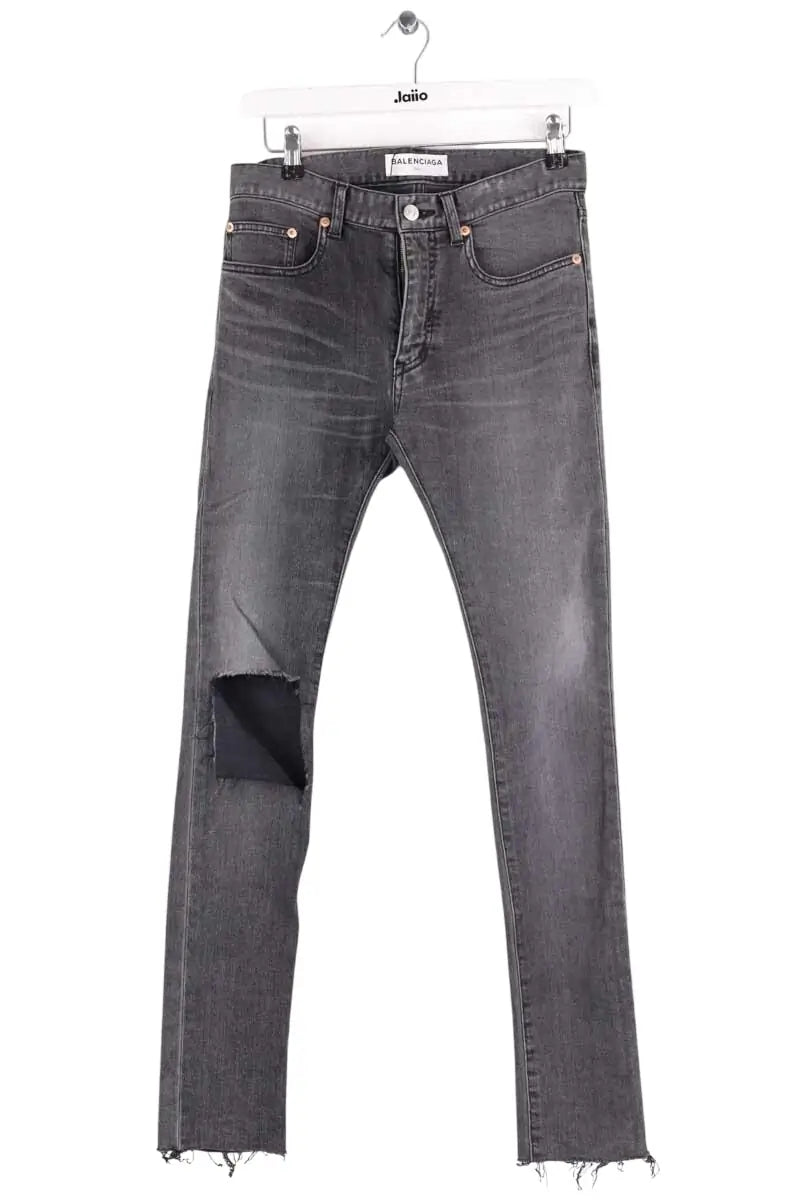 Jean slim Balenciaga Anthracite en Coton, taille S - Seconde Main