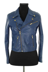 Veste Maje Bleu en Cuir, taille M - Seconde Main